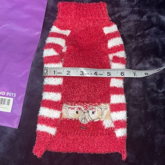 Cyeollo Dog Cat Pet Small Christmas Tank Sweater Red Striped Santa Design - Picture 4 of 5